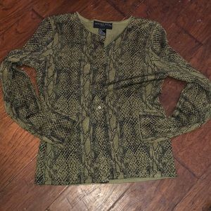 Green snakeskin print thin cardigan August Silk